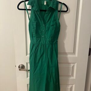 Maeve Emerald Green Sleeveless Collared Midi Dress